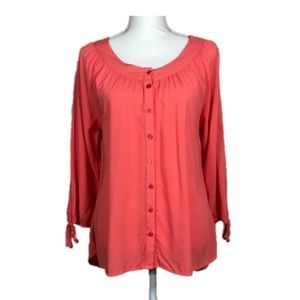 Grand & Greene Coral Front Button Up Blouse Size S